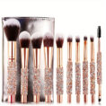10Pcs Luxury Makeup Brush Set Diamond Rivet - Mixed