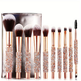 10Pcs Luxury Makeup Brush Set Diamond Rivet - Mixed