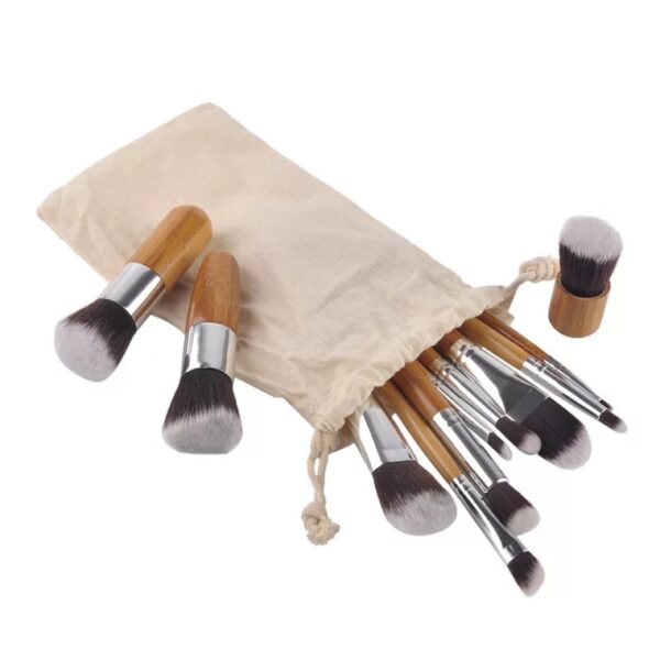 11 Bamboo Handles Makeup Brush Set With Sack - Mixed 11 Bamboo Handles Makeup Brush Set With Sack - Mixed