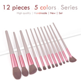 12-piece Makeup Brush Set With 4 Colors And A - Mixed