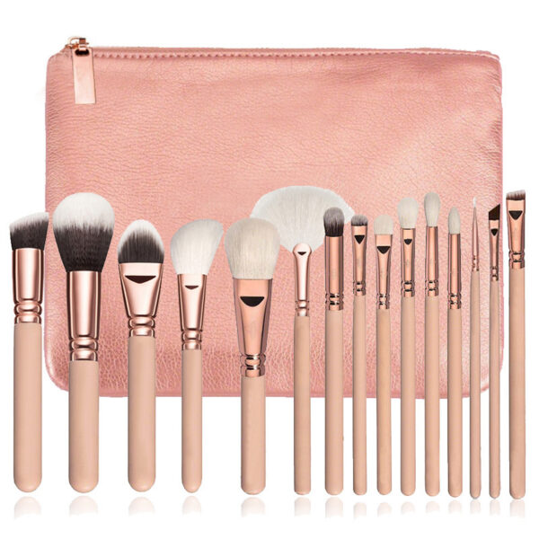 15 Makeup Brush With Bag Rose Gold Makeup Brush - Mixed