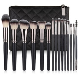 15 Makeup Brushes Set Full Set Matte Black Makeup - Mixed