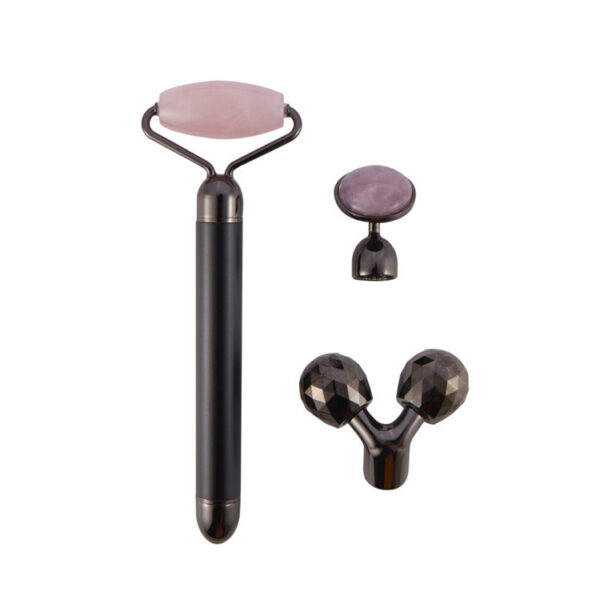 3 In 1 Vibrating Facial Jade Roller Set Rose - Mixed 3 In 1 Vibrating Facial Jade Roller Set Rose - Mixed