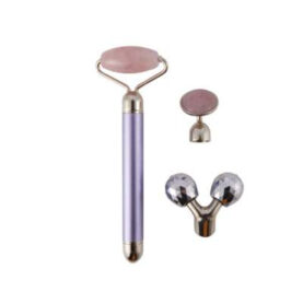 3 In 1 Vibrating Facial Jade Roller Set Rose - Mixed