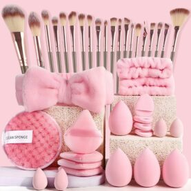 40-Piece Makeup Tool Set With Beauty Blender Soft - Plastic.