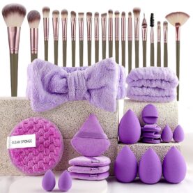 40-Piece Makeup Tool Set With Beauty Blender Soft - Plastic.