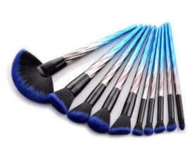 A 10pcs Pro Makeup Brush Set - Blue Color Family - Mixed