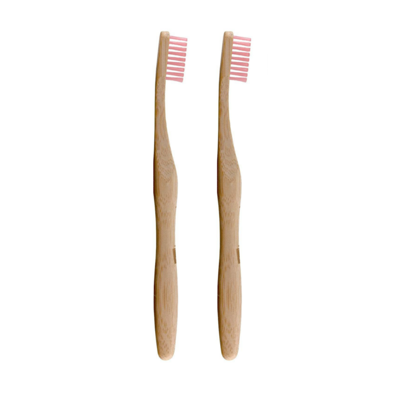 Dr Botanicals Bamboo Toothbrush Pink Twin Value - Plastic