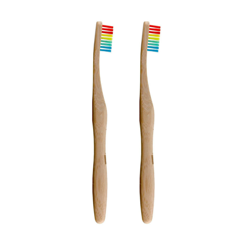 Dr Botanicals Bamboo Toothbrush Rainbow Twin - Plastic