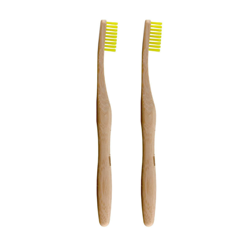 Dr Botanicals Bamboo Toothbrush Yellow Twin Value - Plastic