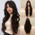 High Temperature Silk Wig With Long Curly Bangs - Mixed