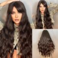 High Temperature Silk Wig With Long Curly Bangs - Mixed