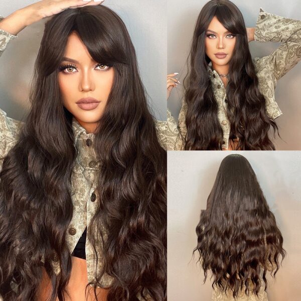 High Temperature Silk Wig With Long Curly Bangs - Mixed High Temperature Silk Wig With Long Curly Bangs - Mixed