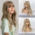 High Temperature Silk Wig With Long Curly Bangs - Mixed