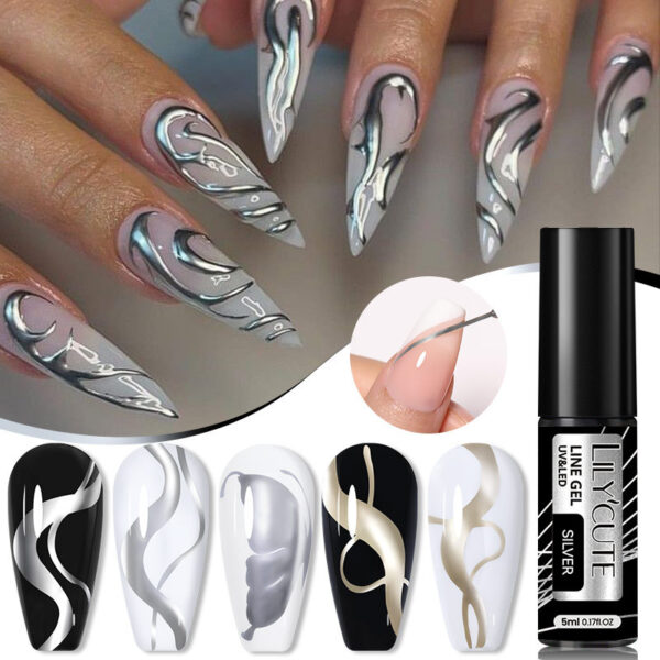 Metal-Painted-Cable-Gel-Nail-Polish-Nail-Art-Mixed-37 Metal-Painted-Cable-Gel-Nail-Polish-Nail-Art-Mixed-37