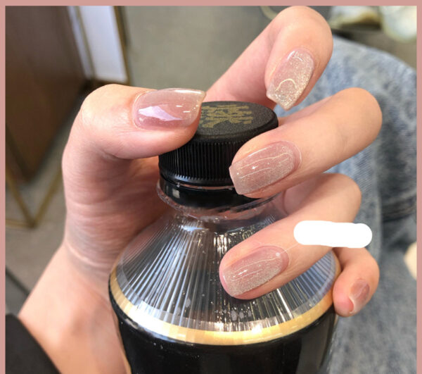 Milk Tea Crystal Stone Cat Eye Nail Polish - Mixed