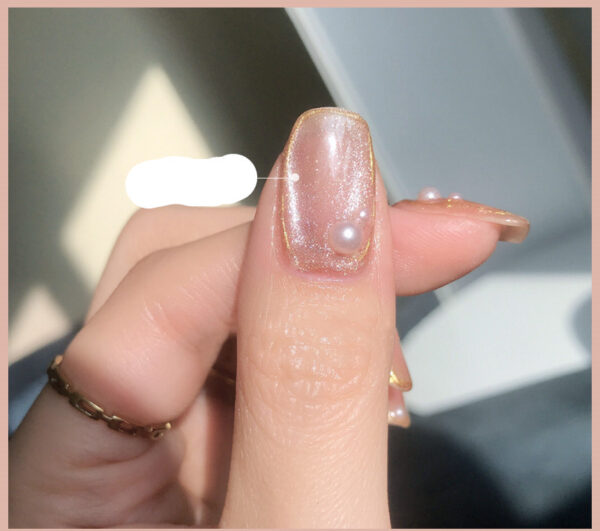 Milk Tea Crystal Stone Cat Eye Nail Polish - Mixed