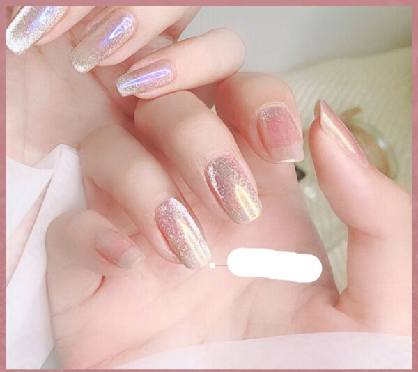 Milk Tea Crystal Stone Cat Eye Nail Polish - Mixed