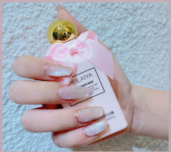 Milk Tea Crystal Stone Cat Eye Nail Polish - Mixed