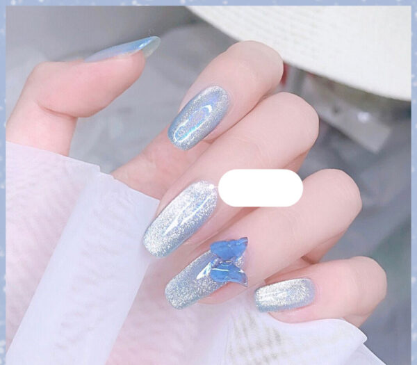 Milk Tea Crystal Stone Cat Eye Nail Polish - Mixed