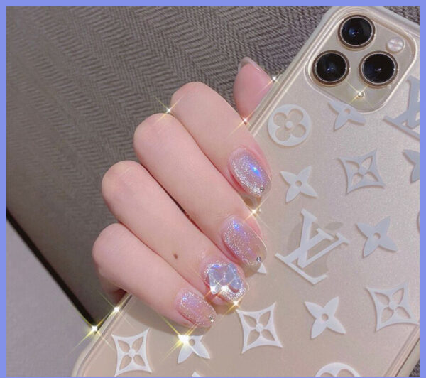 Milk Tea Crystal Stone Cat Eye Nail Polish - Mixed