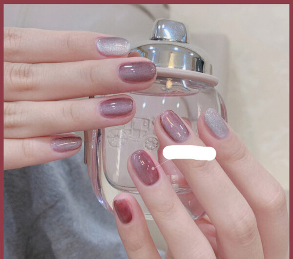 Milk Tea Crystal Stone Cat Eye Nail Polish - Mixed
