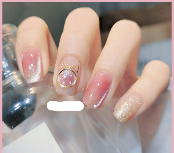 Milk Tea Crystal Stone Cat Eye Nail Polish - Mixed