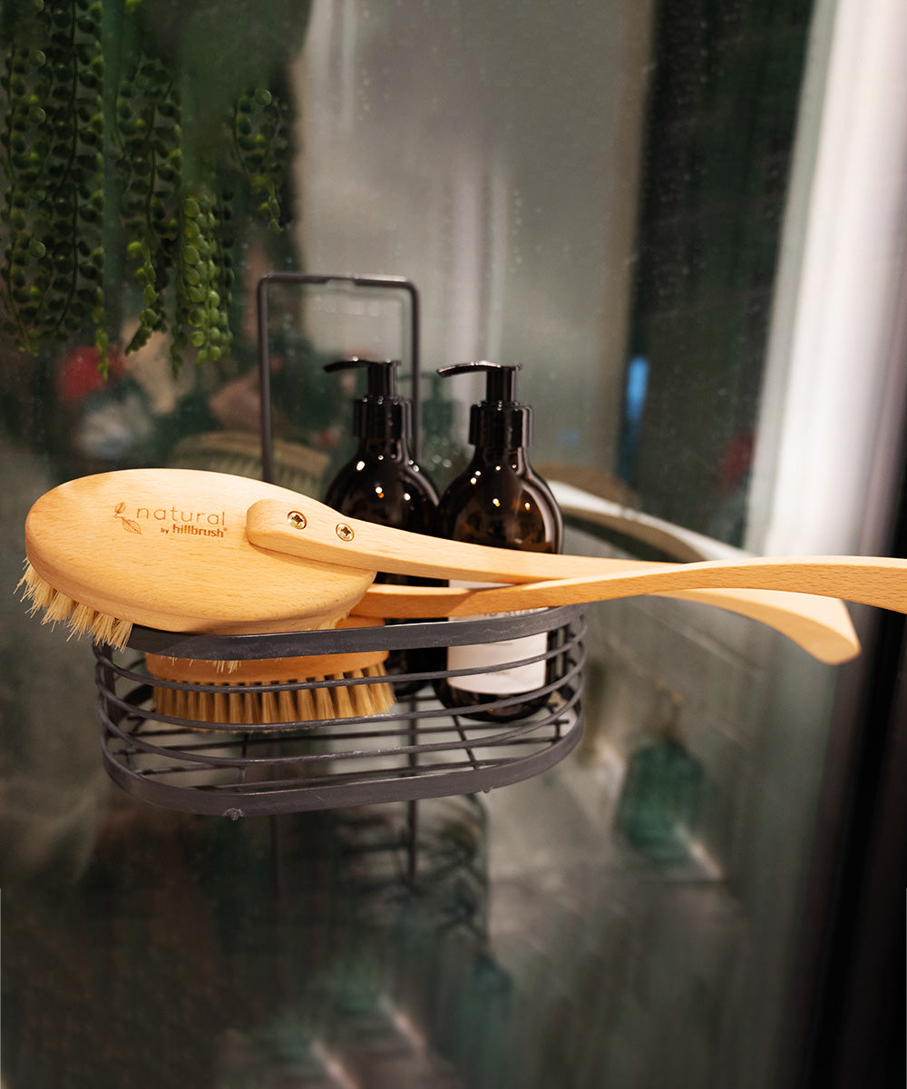 Natural Hillbrush Long Handled Bath Brush Stiff - Stiff - Natural Hillbrush Long Handled Bath Brush Stiff - Stiff -
