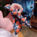 Pearl Hair Tie Broken Flower Bow Ribbon Rubber - Cloth.
