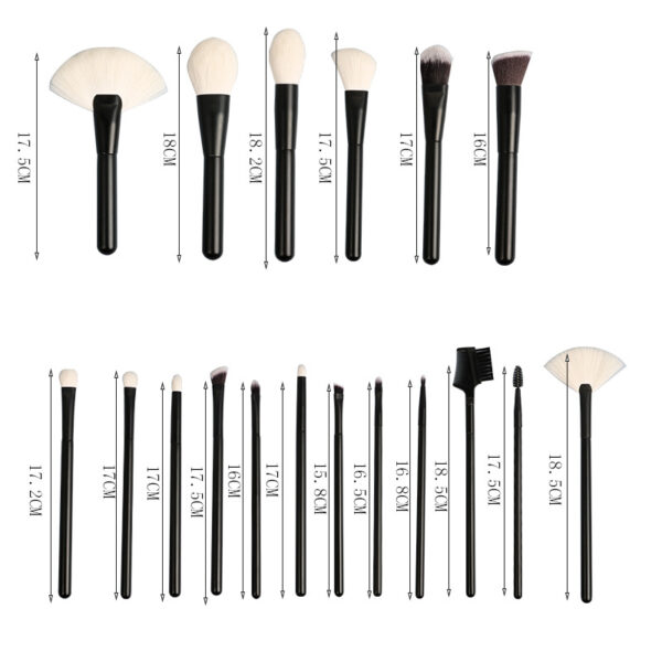 Wooden Handle Soft Hair Makeup Brush Set Beauty - Black