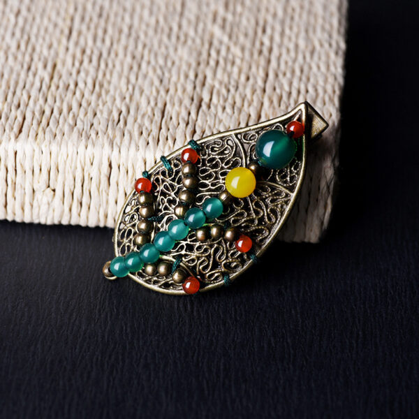 Woven Featured Silk Scarf Buckle Leaf Female - Mixed