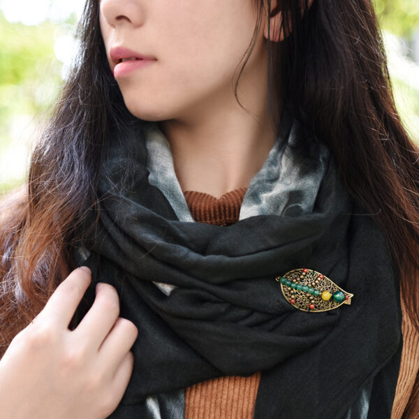 Woven-Featured-Silk-Scarf-Buckle-Leaf-Female-Mixed-7